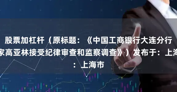 股票加杠杆（原标题：《中国工商银行大连分行专家高亚林接受纪律审查和监察调查》）发布于：上海市